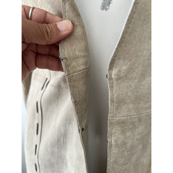 Vtg Y2K Leather Trench Coat Duster L Brazt Doll Boho  Festival Coachella Sun - Picture 4 of 13